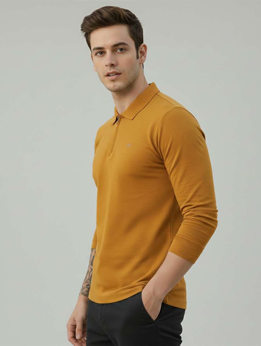 men solid long sleeve regular fit polo t-shirt - 22398906 -  Standard Image - 2