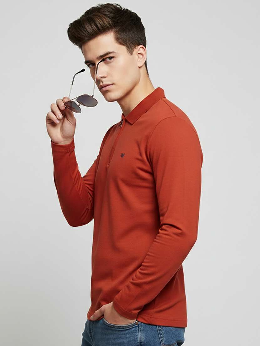 men solid long sleeve regular fit polo t-shirt - 22398909 -  Standard Image - 2