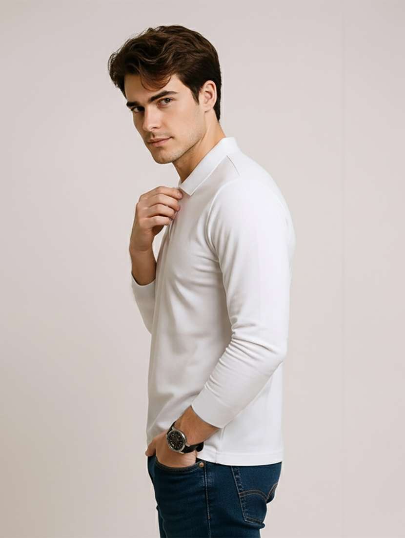 men solid long sleeve regular fit polo t-shirt - 22398913 -  Standard Image - 2