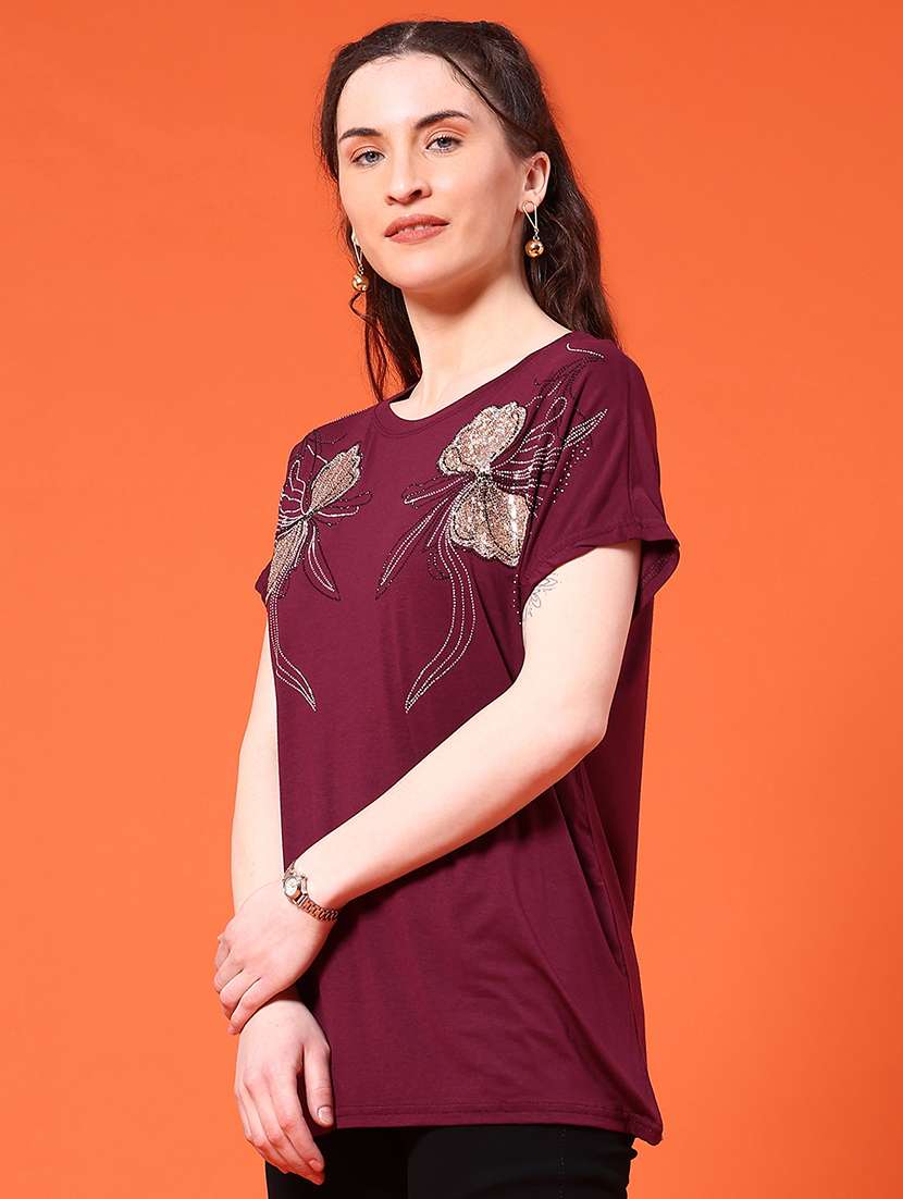 women embellished short sleeve t-shirt - 22399071 -  Standard Image - 2