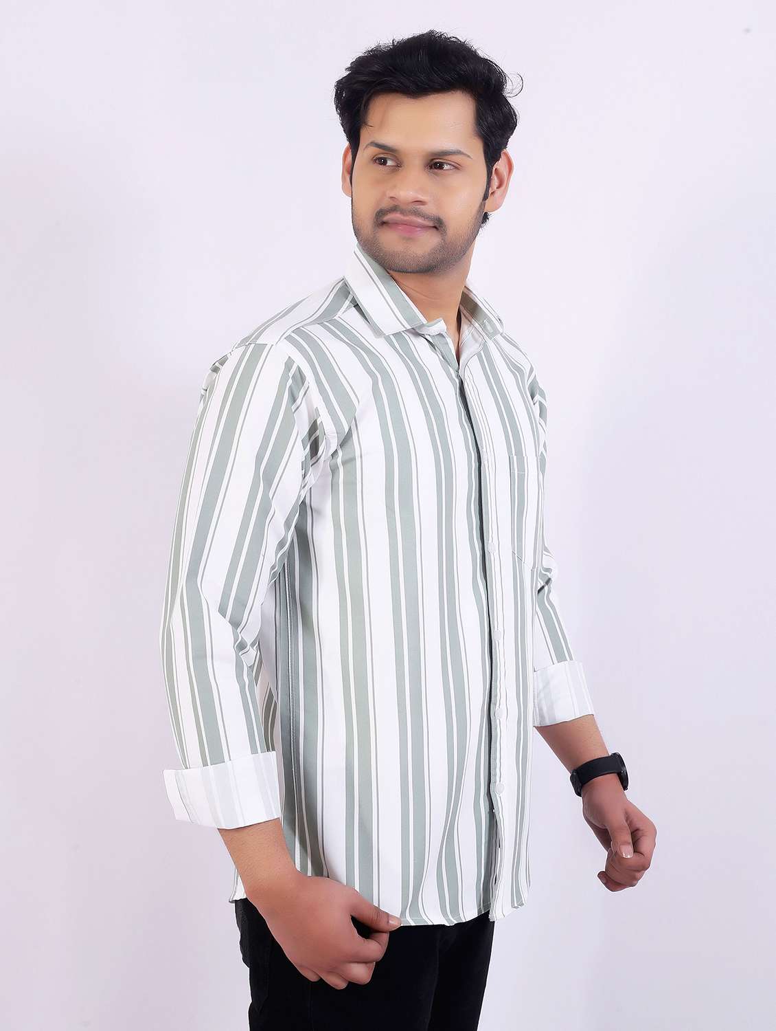 men striped long sleeve regular fit casual shirt - 22399107 -  Standard Image - 2