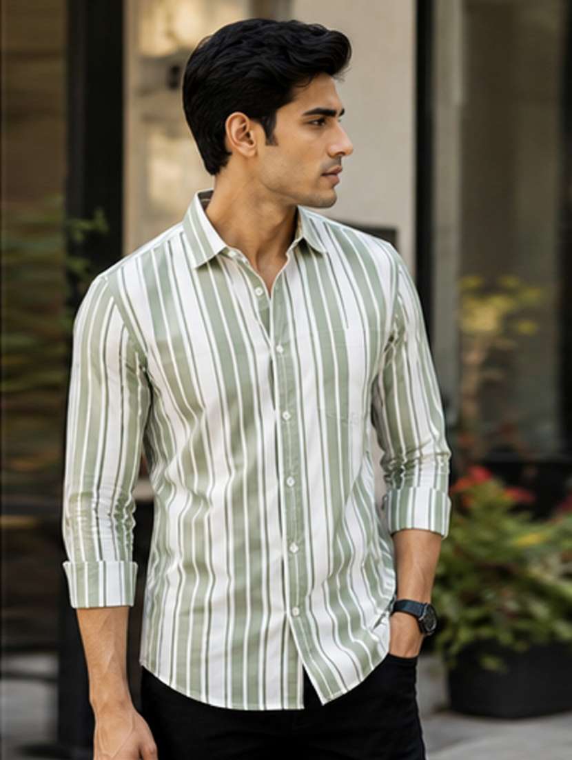 men striped long sleeve regular fit casual shirt - 22399107 -  Standard Image - 2