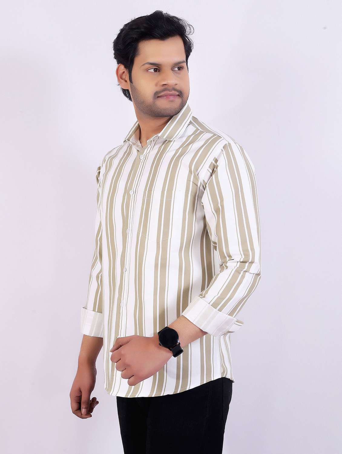 men striped long sleeve regular fit casual shirt - 22399113 -  Standard Image - 2