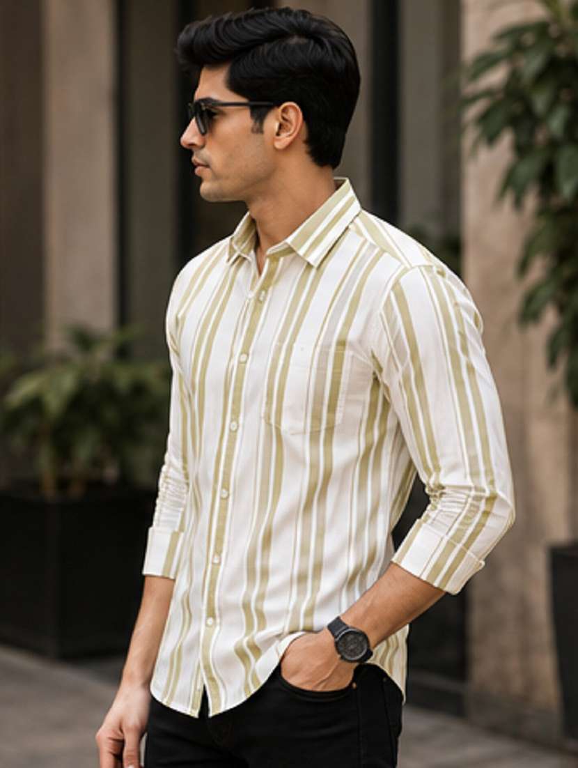 men striped long sleeve regular fit casual shirt - 22399113 -  Standard Image - 2