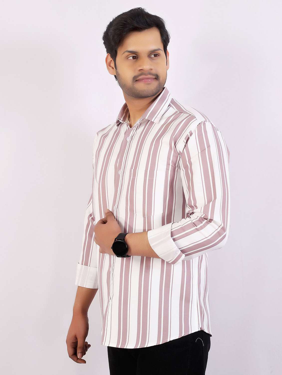 men striped long sleeve regular fit casual shirt - 22399114 -  Standard Image - 2