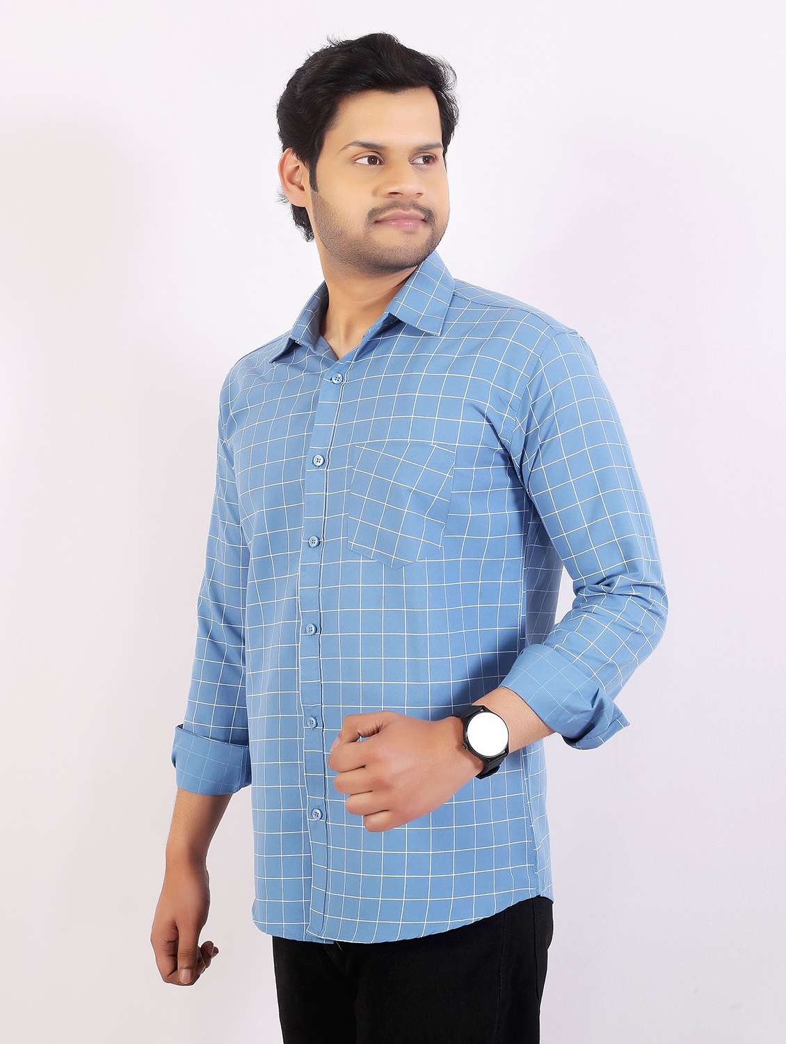 men checkered long sleeve regular fit casual shirt - 22399116 -  Standard Image - 2