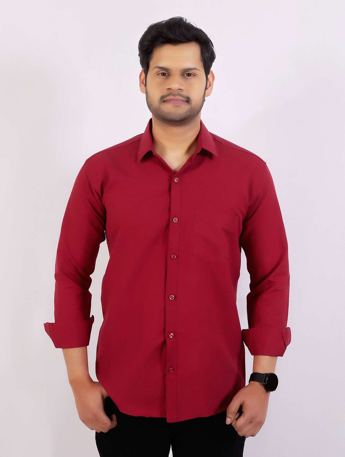 men solid long sleeve regular fit casual shirt