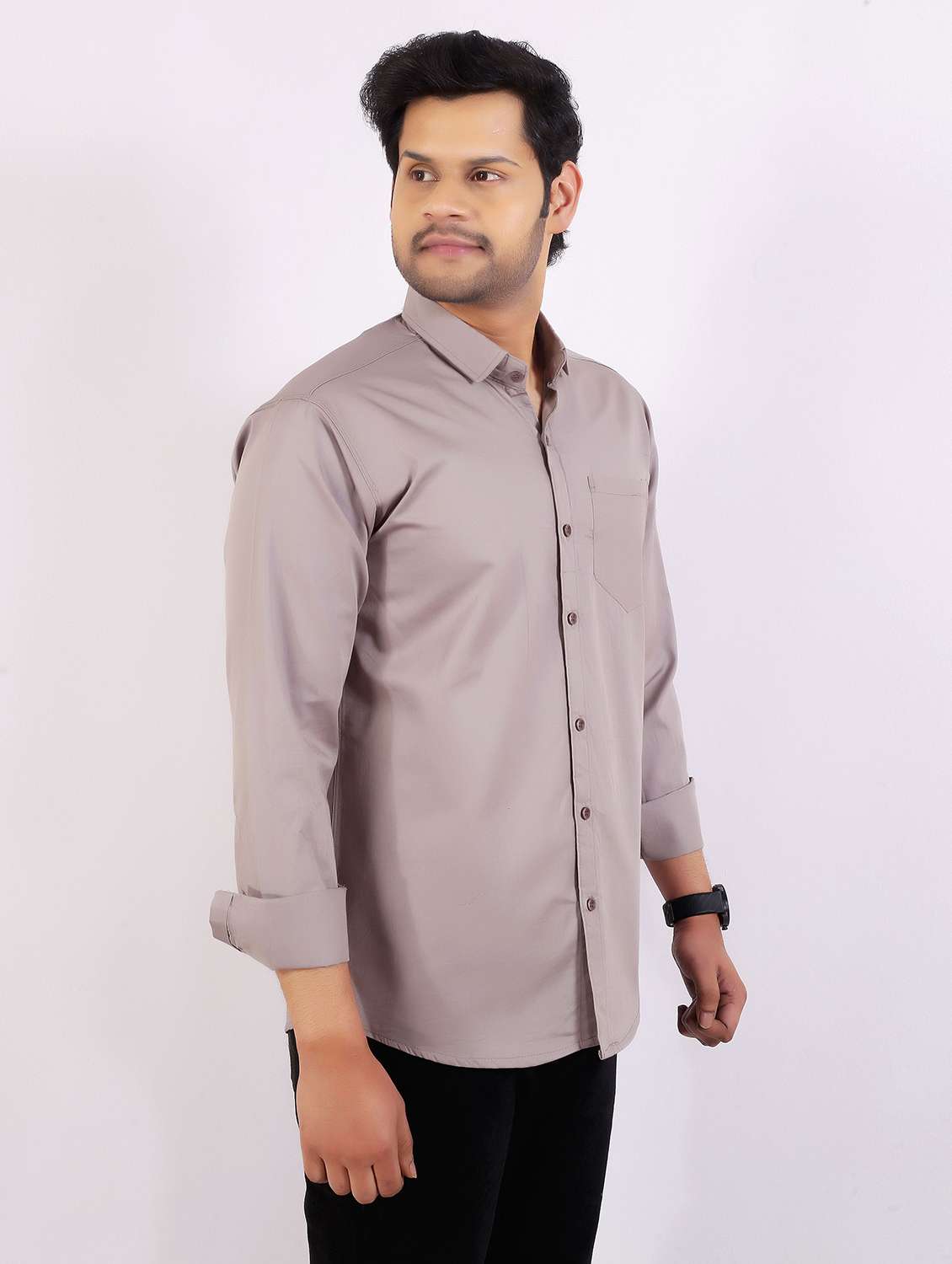 men solid long sleeve regular fit casual shirt - 22399122 -  Standard Image - 2