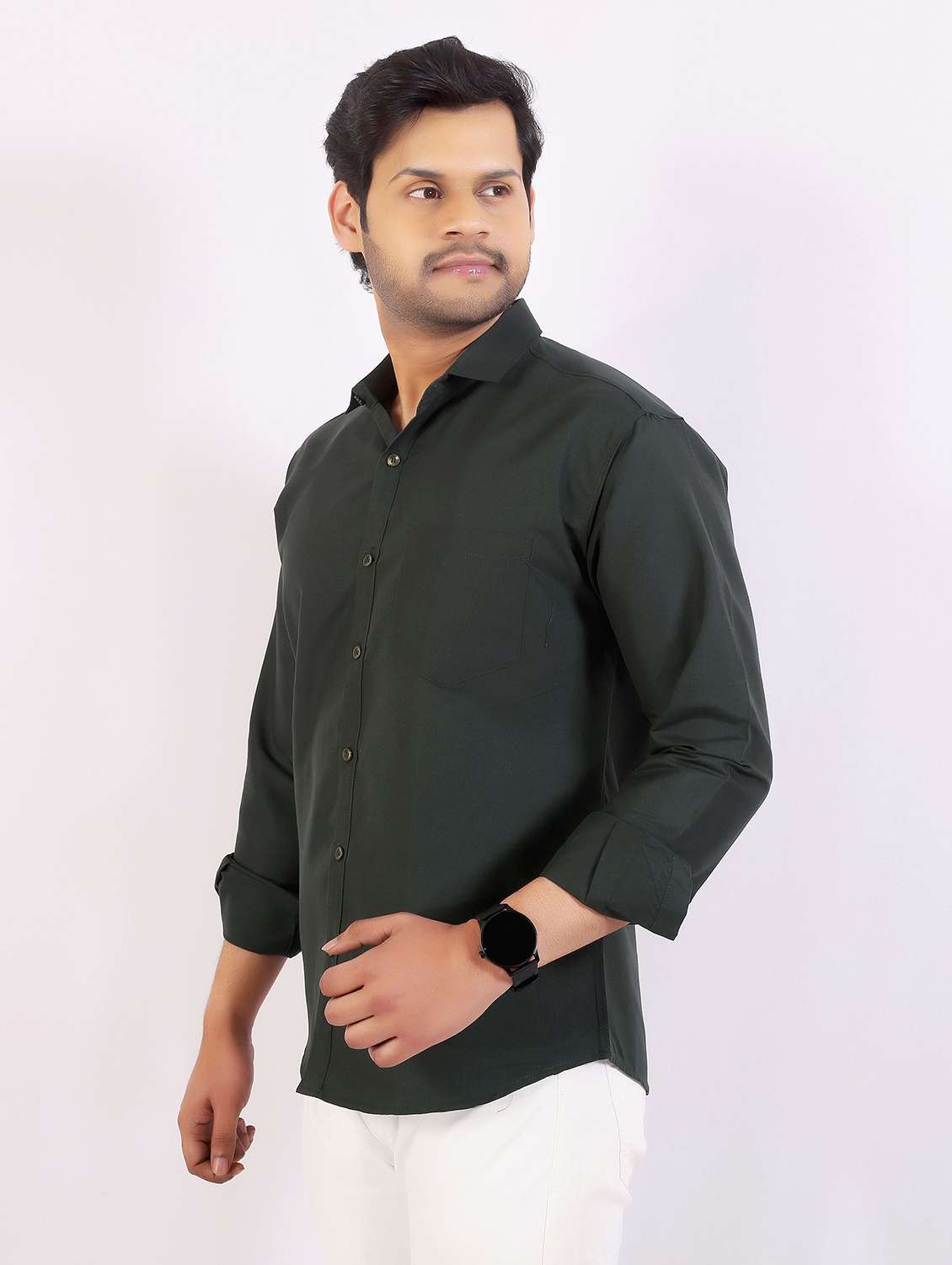 Men Solid Long Sleeve Regular Fit Casual Shirt - 22399124 -  Standard Image - 2