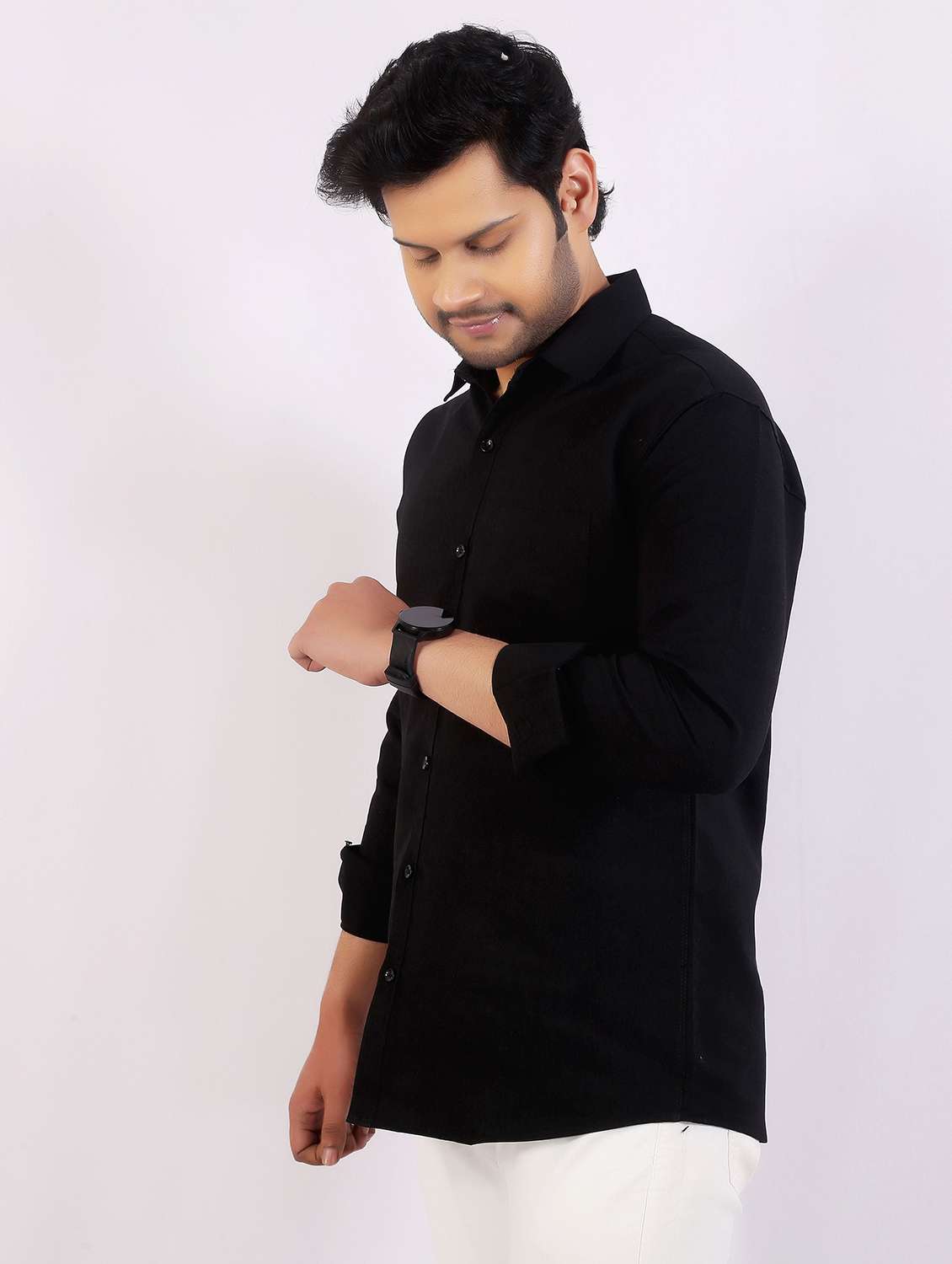 men solid long sleeve regular fit casual shirt - 22399125 -  Standard Image - 2