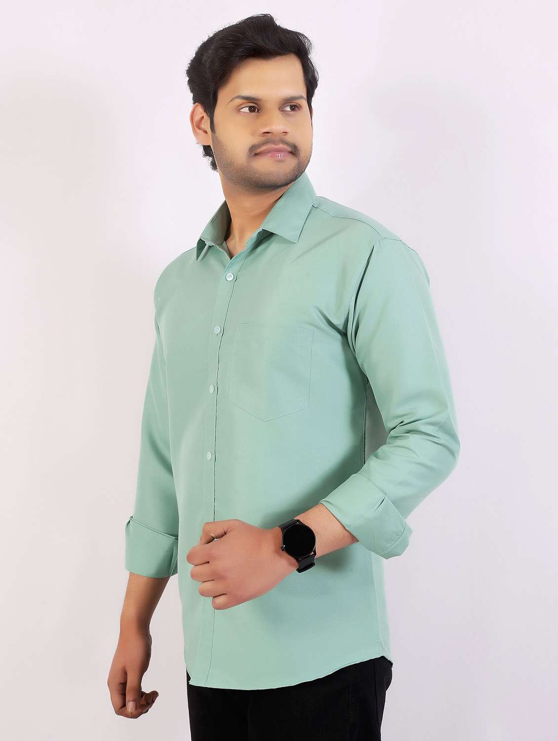 men solid long sleeve regular fit casual shirt - 22399131 -  Standard Image - 2