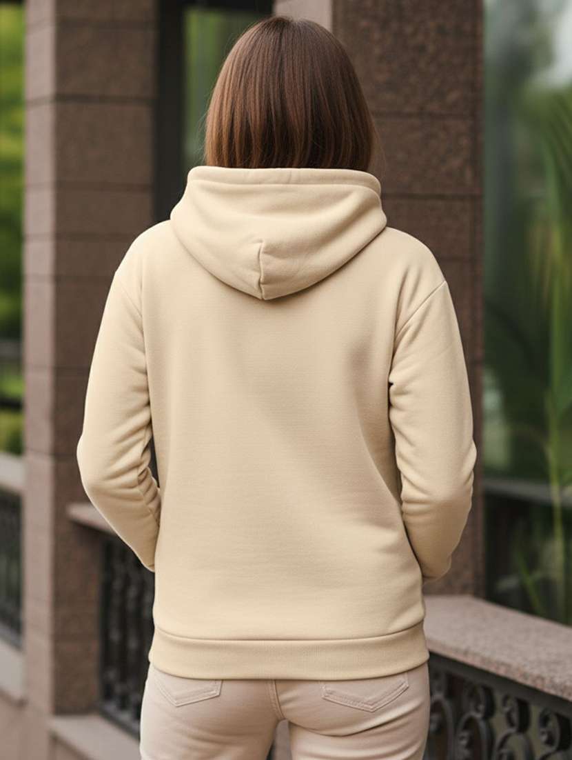 women solid long sleeve hooded sweatshirt - 22399232 -  Standard Image - 2