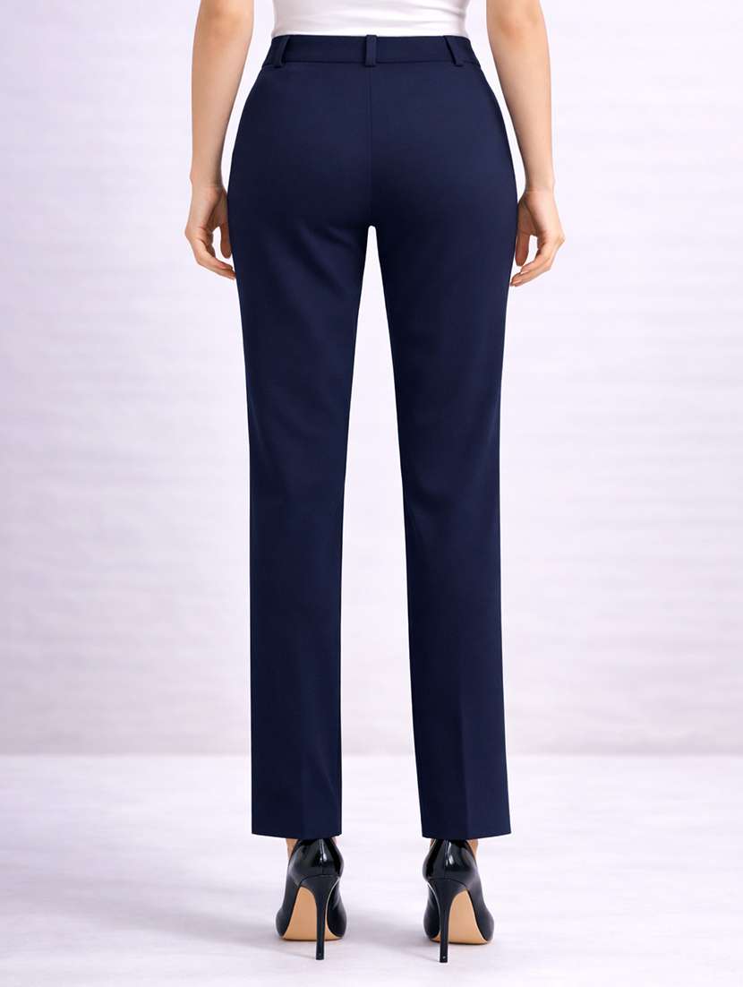women solid high rise straight trouser - 22399451 -  Standard Image - 2