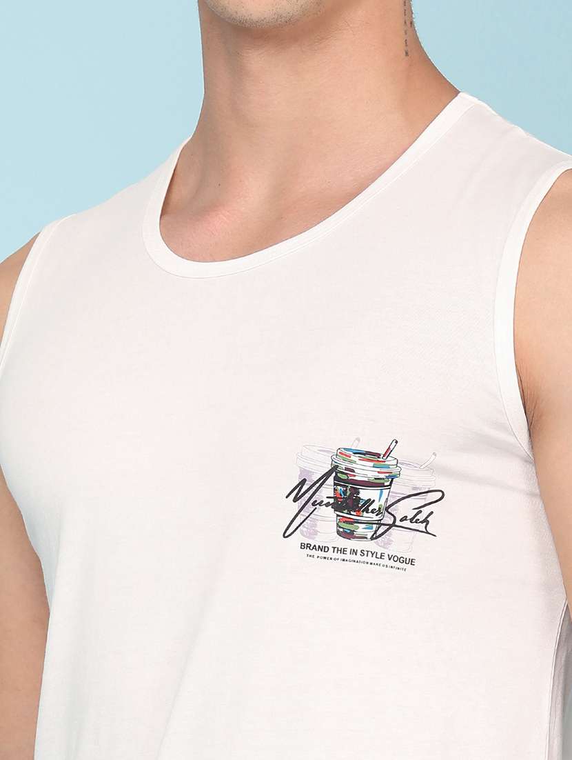 men printed sleeveless regular vest - 22399498 -  Standard Image - 2