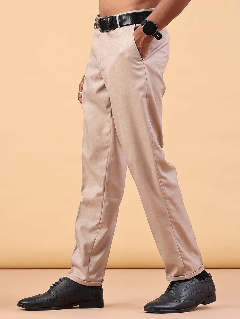 Men Solid Mid Rise Regular Fit Trouser - 22399500 -  Standard Image - 2