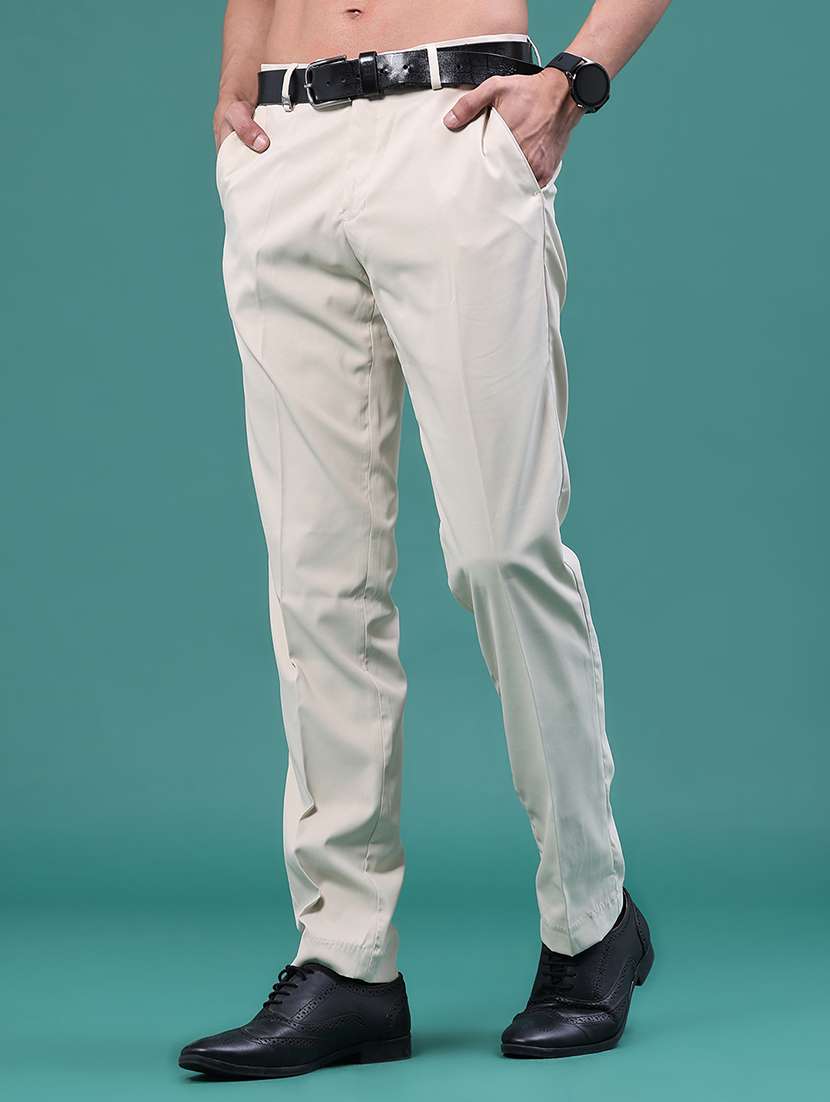 men solid mid rise regular fit formal trouser - 22399502 -  Standard Image - 2