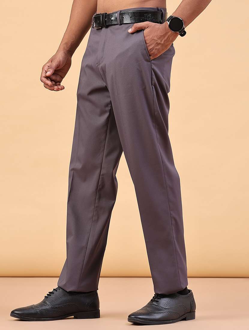 Men Solid Mid Rise Regular Fit Trouser - 22399504 -  Standard Image - 2
