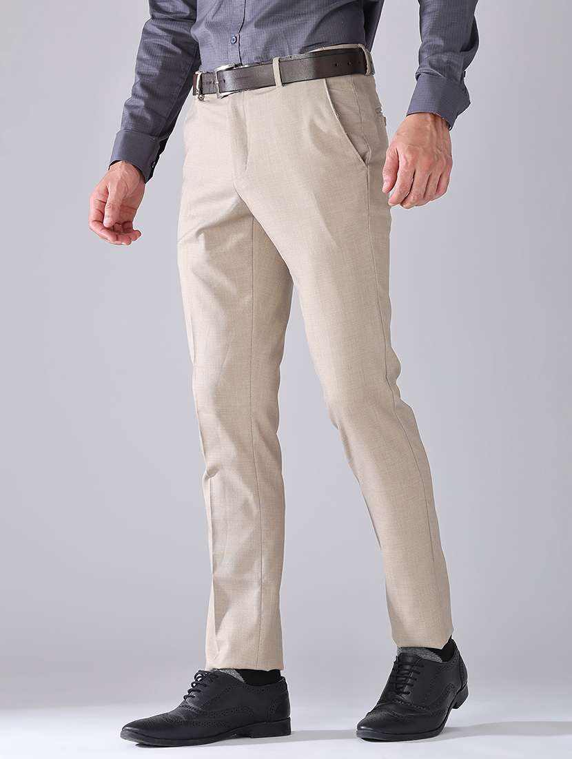 men solid mid rise slim fit formal trouser - 22399507 -  Standard Image - 2