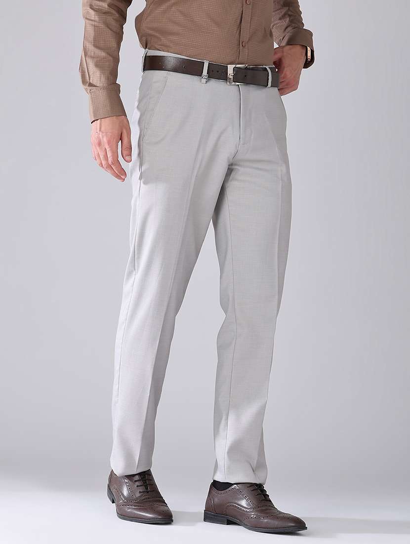 men solid mid rise slim fit formal trouser - 22399508 -  Standard Image - 2