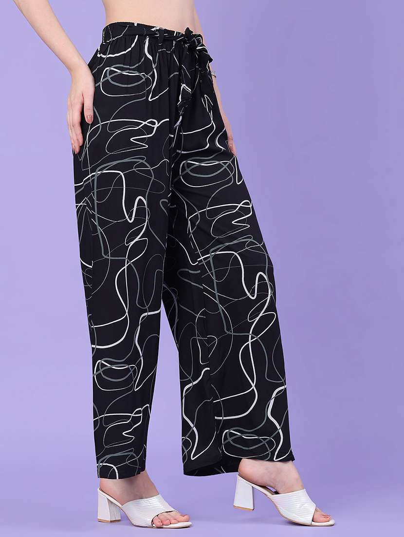 Women Printed Mid Rise Wide Leg Trouser - 22399549 -  Standard Image - 2
