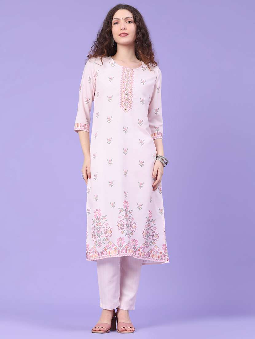 women printed three quarter sleeve kurta pant with dupatta set - 22399582 -  Standard Image - 2