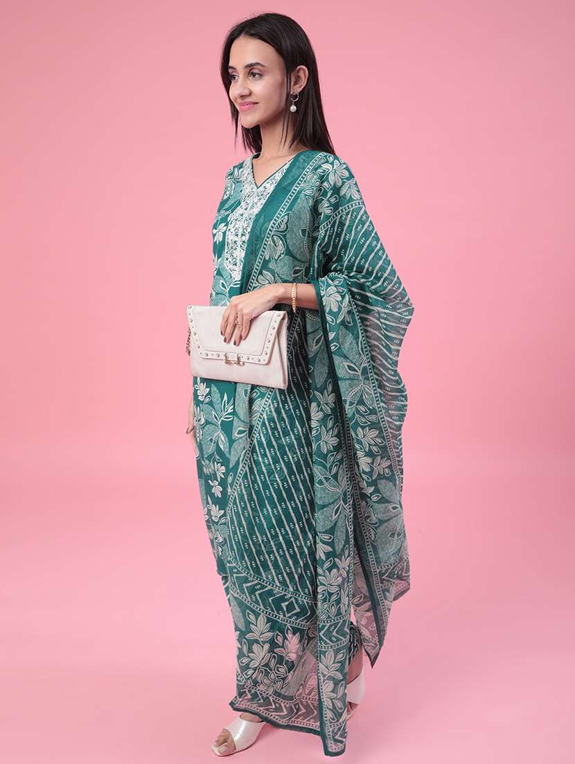 green cotton kurta palazzo  set