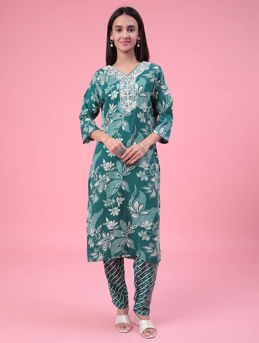 green cotton kurta palazzo  set - 22399583 -  Standard Image - 2