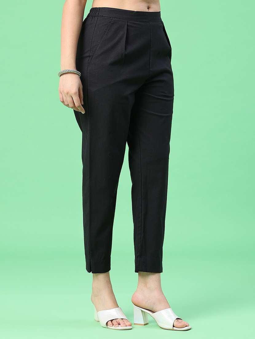 women solid mid rise tapered pant - 22399724 -  Standard Image - 2