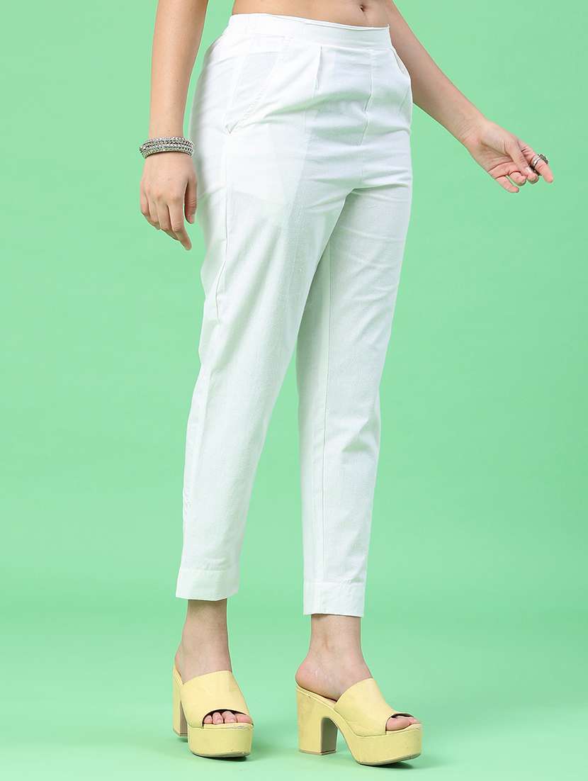 women solid mid rise tapered pant - 22399725 -  Standard Image - 2