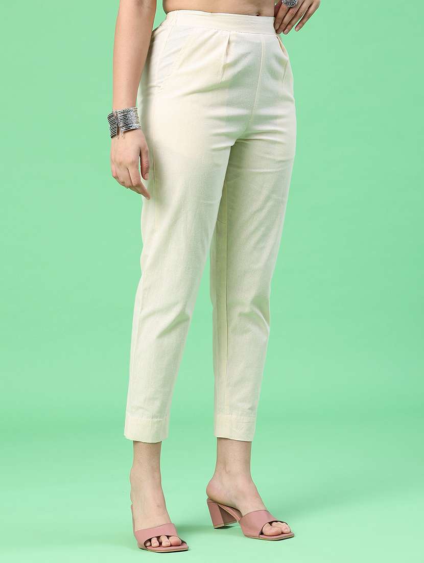 women solid mid rise tapered pant - 22399726 -  Standard Image - 2