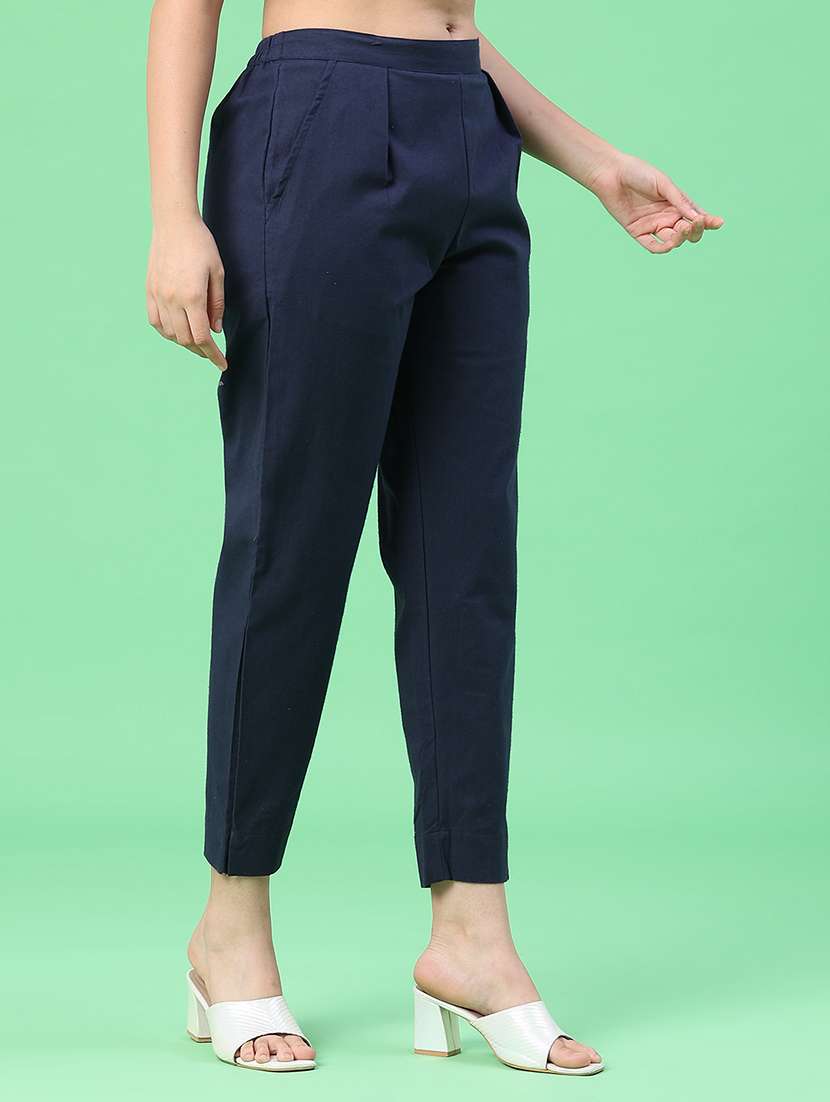 women solid mid rise tapered pant - 22399727 -  Standard Image - 2