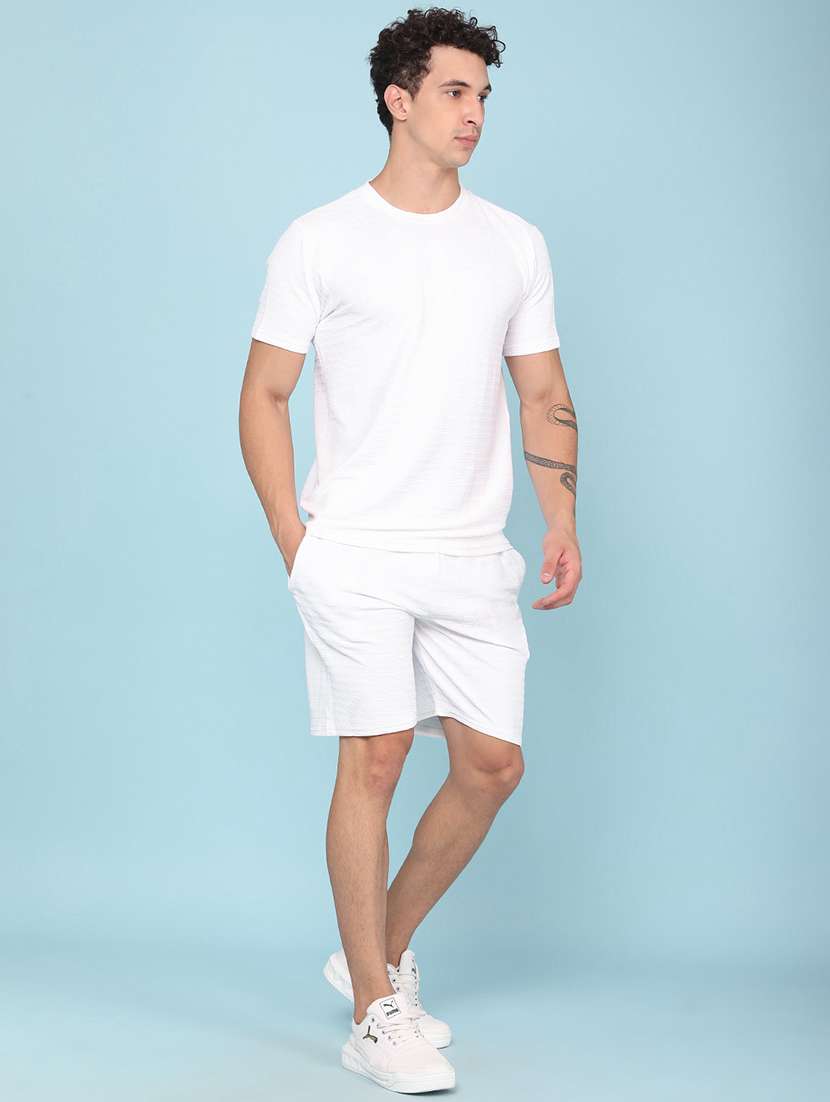 men self design t-shirt and shorts co-ord set - 22399785 -  Standard Image - 2