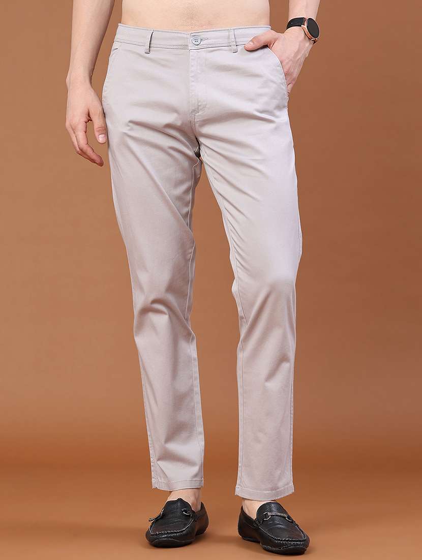 men solid mid rise regular fit chinos