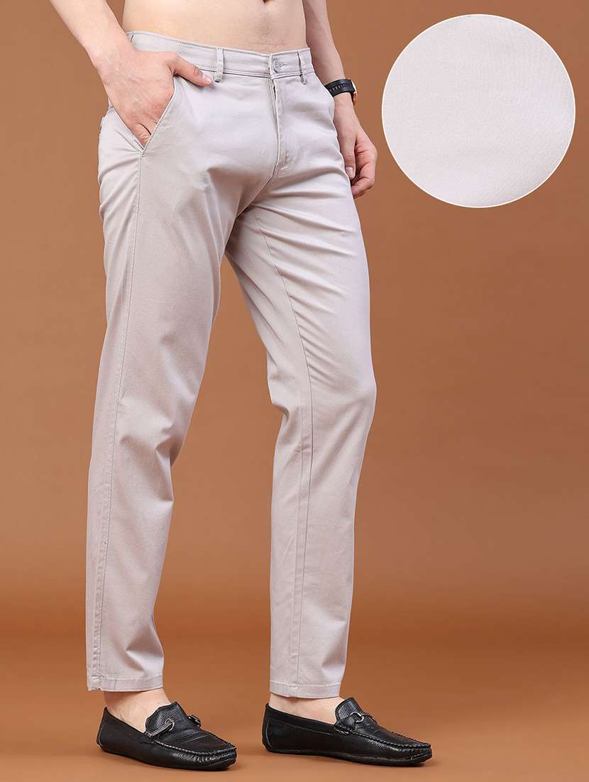 Men Solid Mid Rise Regular Fit Chinos - 22399815 -  Standard Image - 2