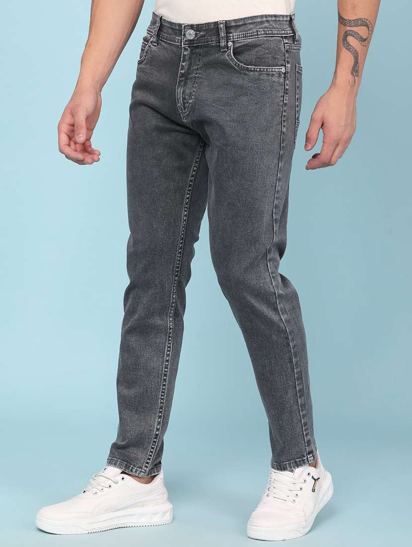 men plain mid rise full length tapered jeans - 22399841 -  Standard Image - 2