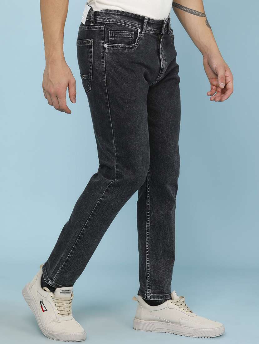 men plain mid rise full length slim fit jeans - 22399843 -  Standard Image - 2