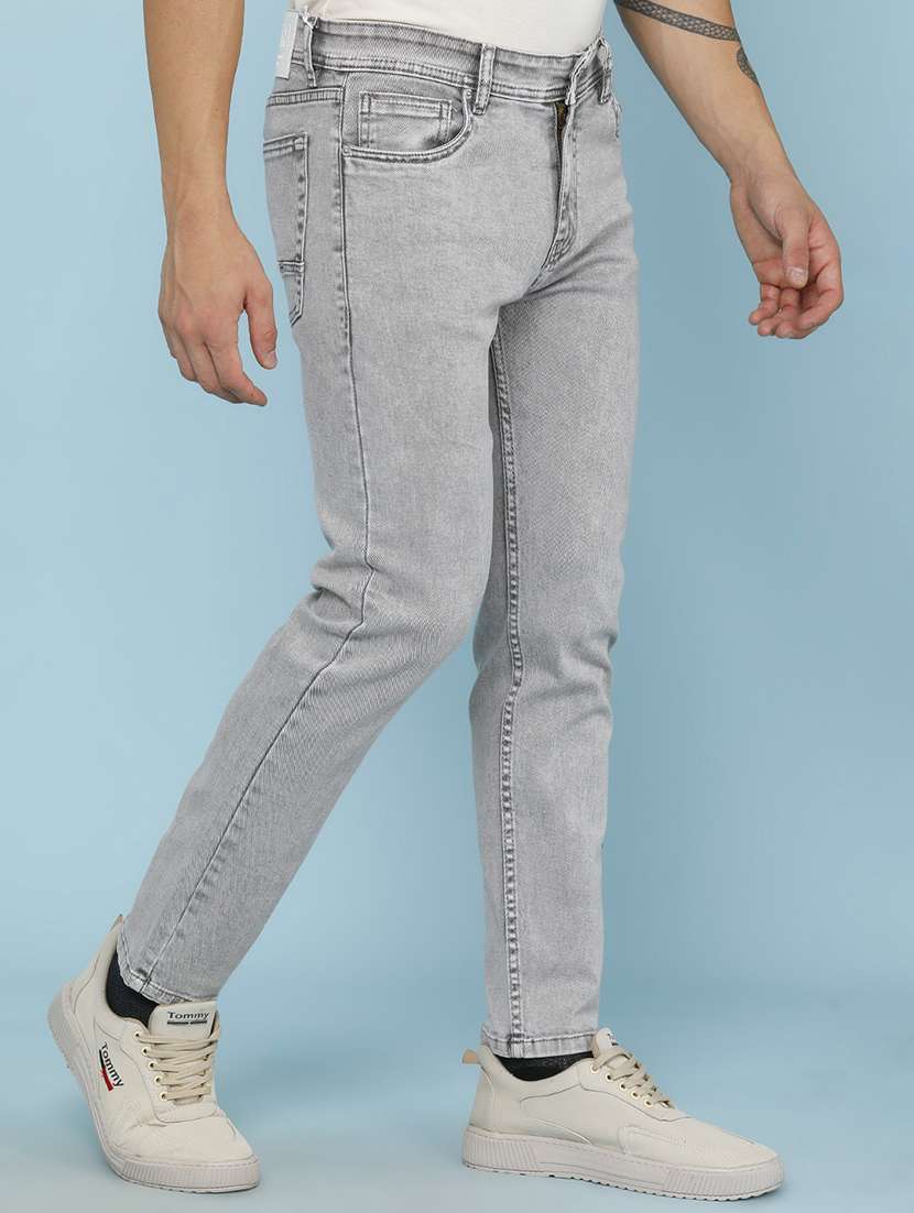 men plain mid rise full length slim fit jeans - 22399844 -  Standard Image - 2