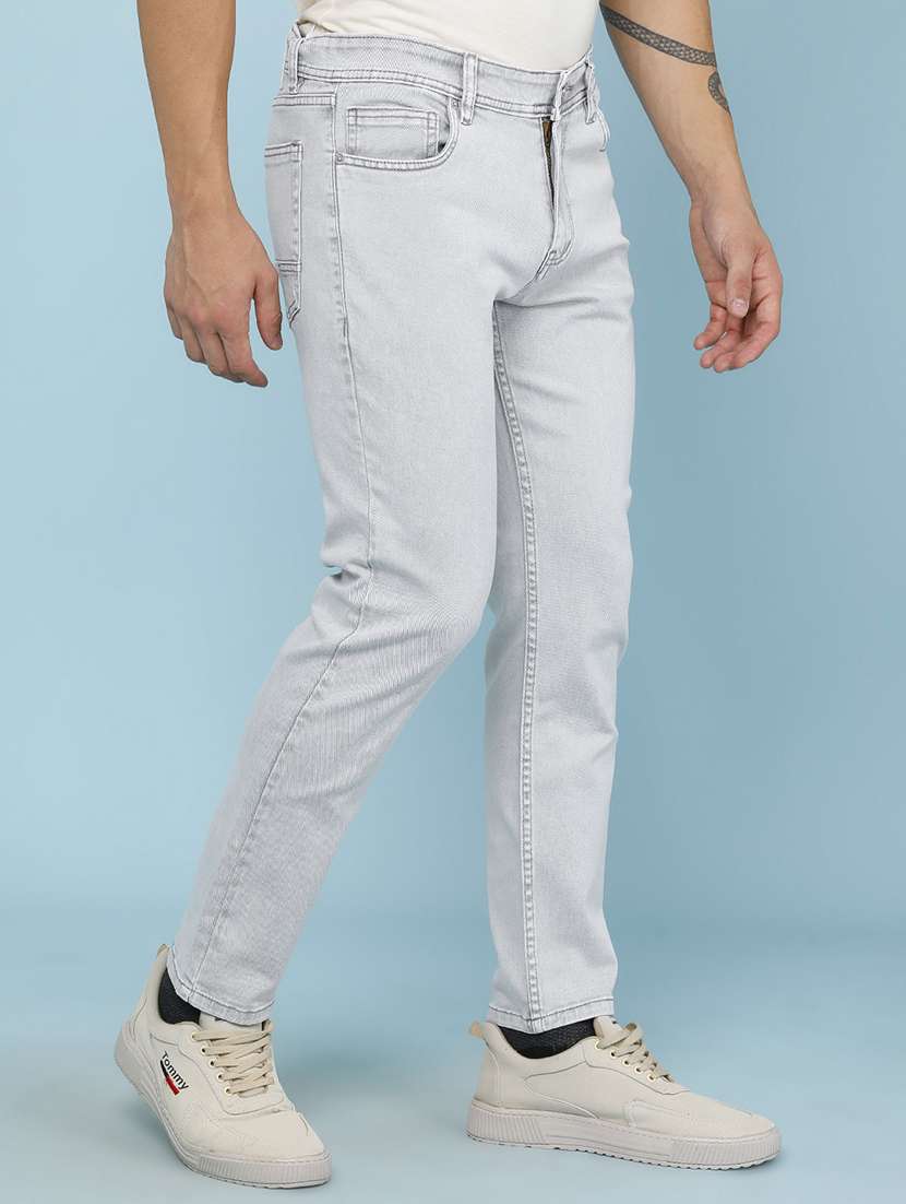 men plain mid rise full length slim fit jeans - 22399846 -  Standard Image - 2