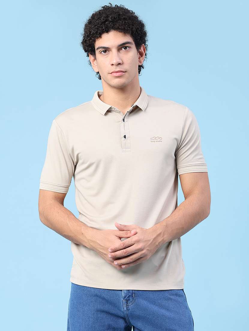 men solid short sleeve slim fit polo t-shirt - 22399867 -  Standard Image - 2