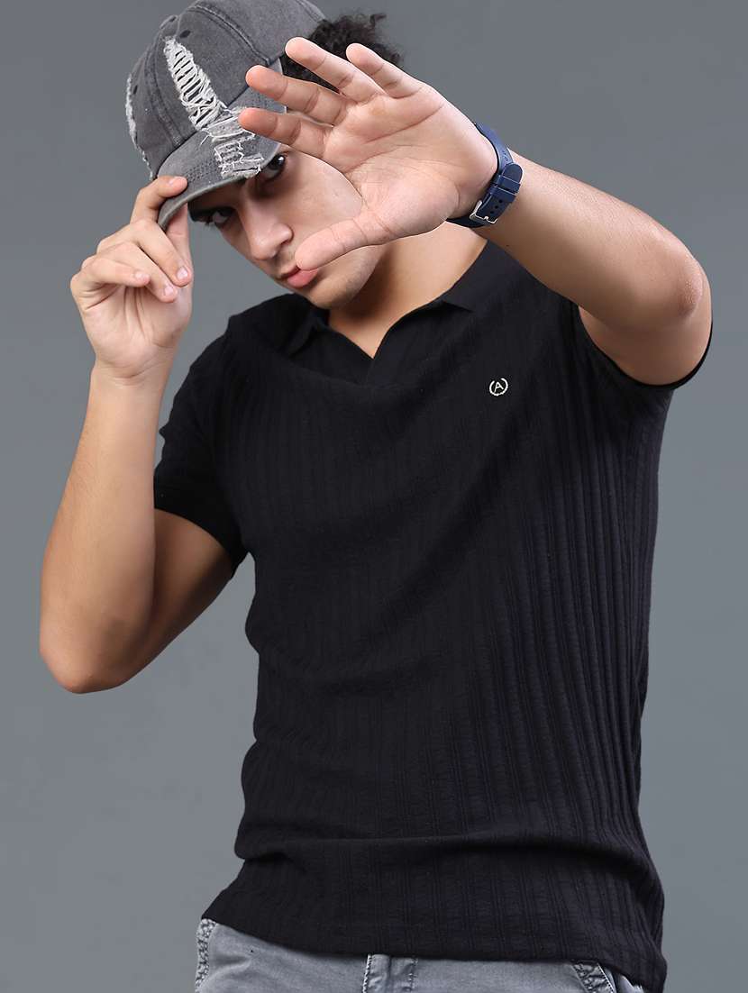 men self design short sleeve slim fit polo t-shirt - 22399870 -  Standard Image - 2