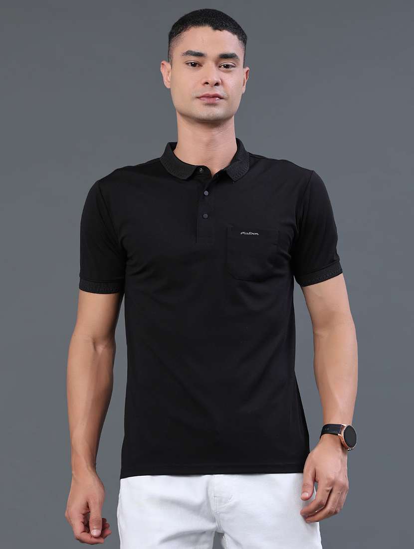 men solid short sleeve slim fit polo t-shirt