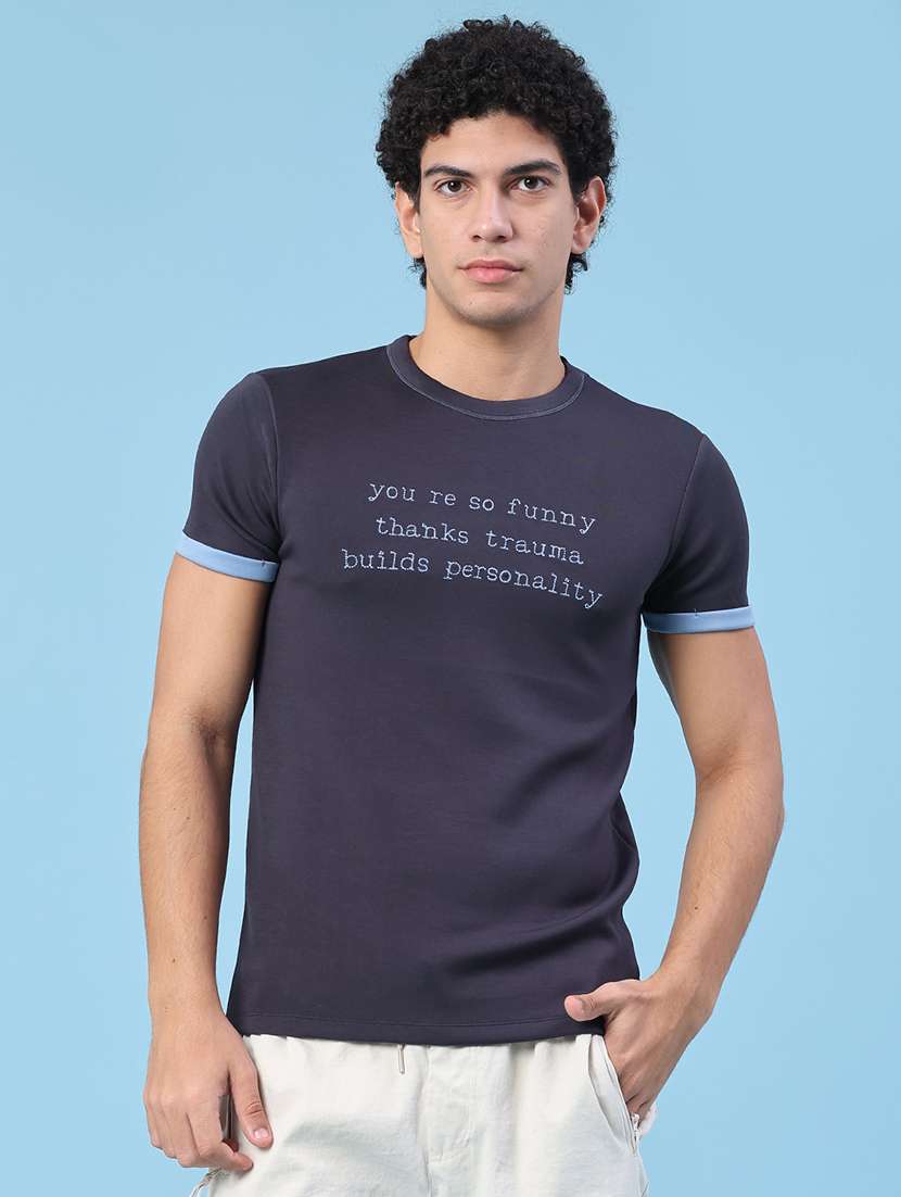 men typographic short sleeve slim fit t-shirt - 22399891 -  Standard Image - 2