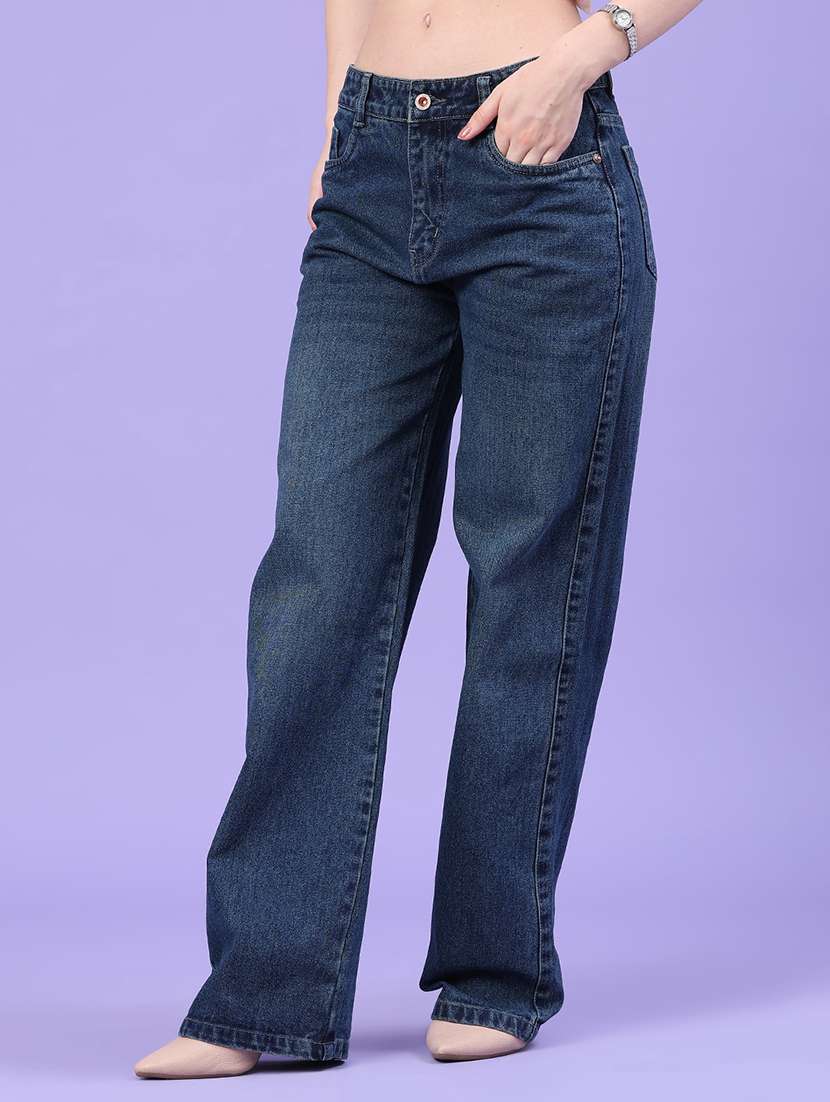women washed mid rise straight fit jeans - 22399900 -  Standard Image - 2