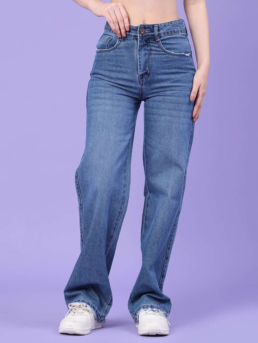 women washed high rise straight fit jeans - 22399902 -  Standard Image - 2