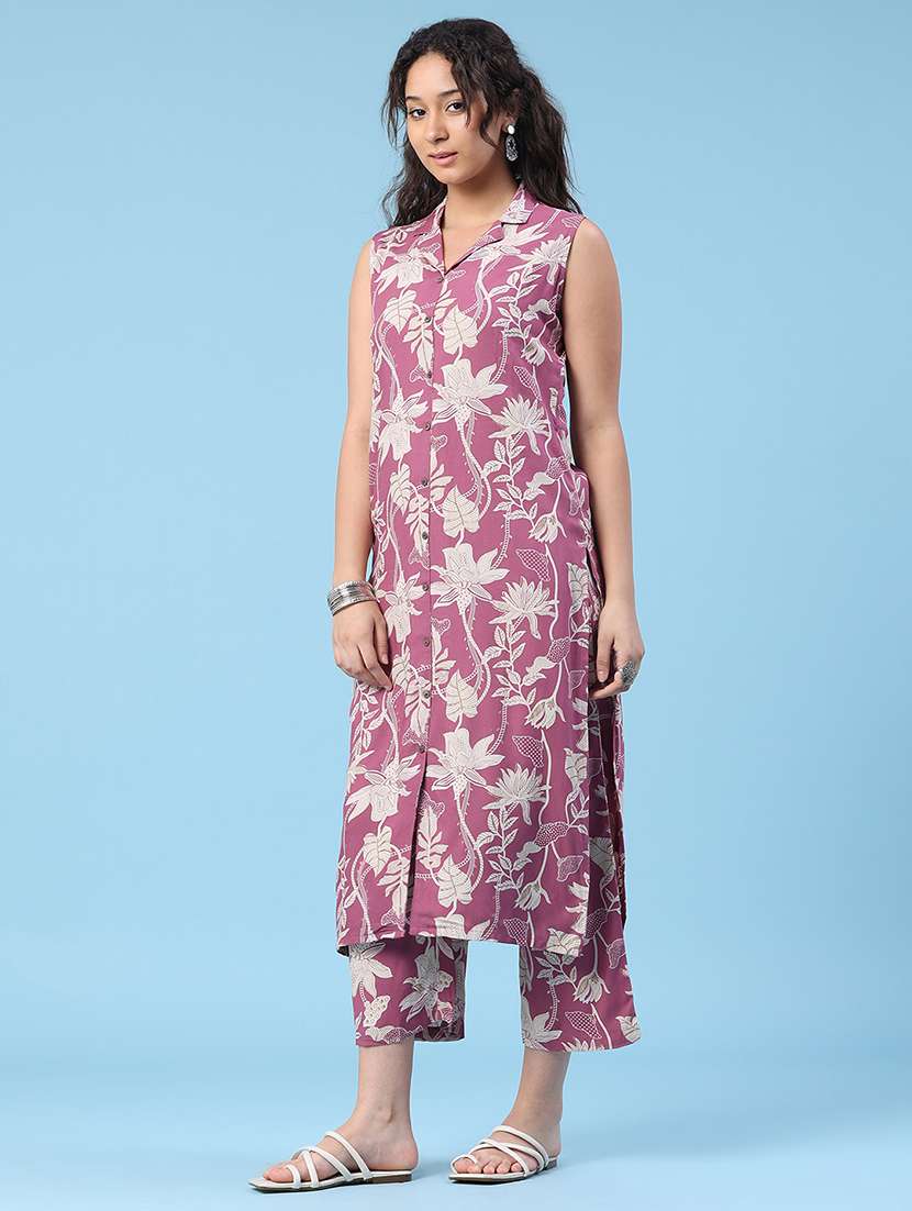 women printed sleeveless ethnic co-ord set - 22399906 -  Standard Image - 2