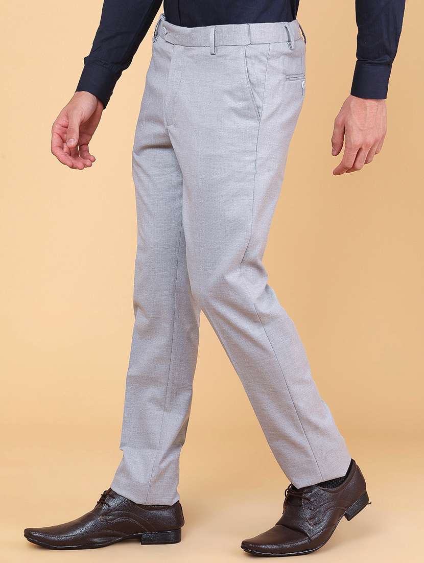 Men Solid Mid Rise Regular Fit Trouser - 22400282 -  Standard Image - 2