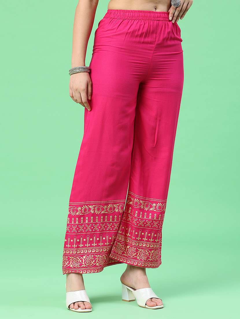 Women Printed Mid Rise Straight Palazzo - 22400625 -  Standard Image - 2