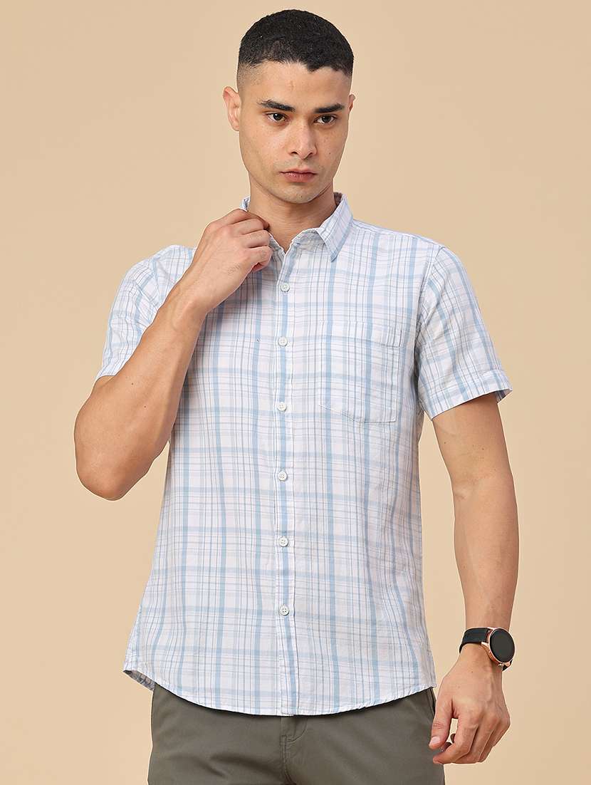 Men Checkered Short Sleeve Regular Fit Casual Shirt - 22400759 -  Standard Image - 2