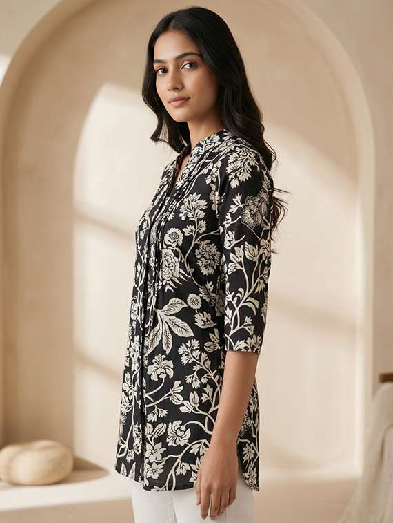 women printed three quarter sleeve straight kurti - 22400951 -  Standard Image - 2