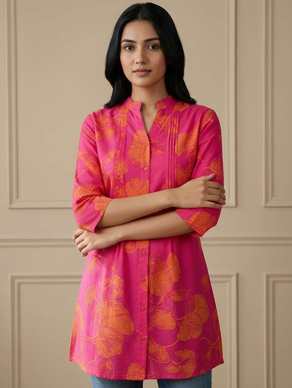 women printed three quarter sleeve straight kurti - 22400952 -  Standard Image - 2